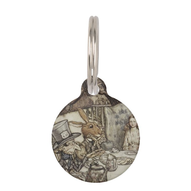 Médaillon Pour Animaux Alice Anniversaire Non-Anniversaire Lapin Chapeau  (Devant)