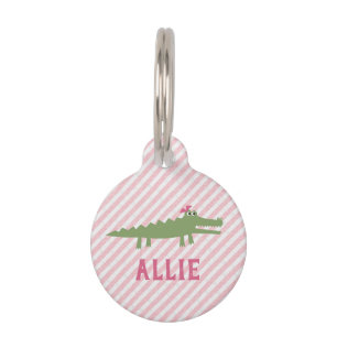 MÉDAILLON POUR ANIMAUX ALLIGATOR SEERSUCKER AVEC LE BOUTON