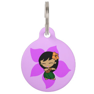 Médaillon Pour Animaux Aloha Honeys Hawaïenne Fille de Hula Hibiscus