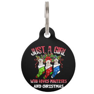 Médaillon Pour Animaux Amateur de chien Juste une fille qui aime Noël e