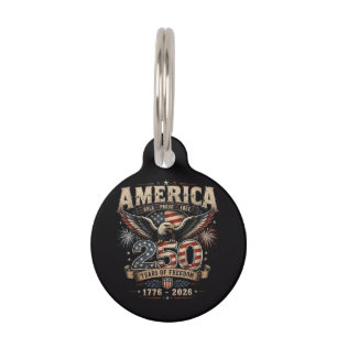 Médaillon Pour Animaux Américain 250e anniversaire patriotique États-Unis