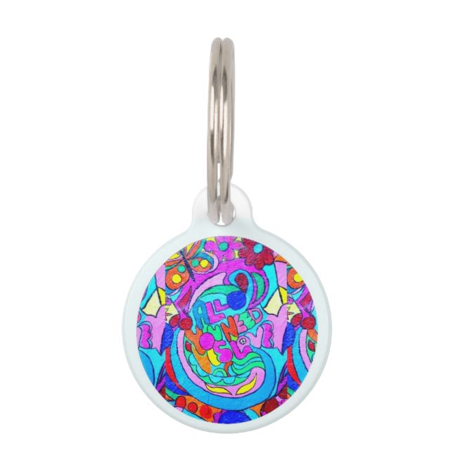 Médaillon Pour Animaux amour super hippie (Devant)