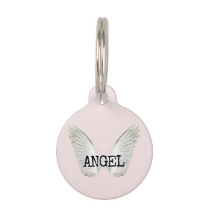 Médaillon Pour Animaux Ange de chat de chien rose roux
