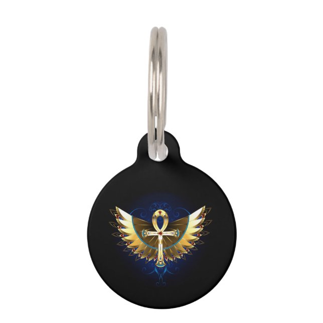 Médaillon Pour Animaux Ankh or avec ailes (Devant)
