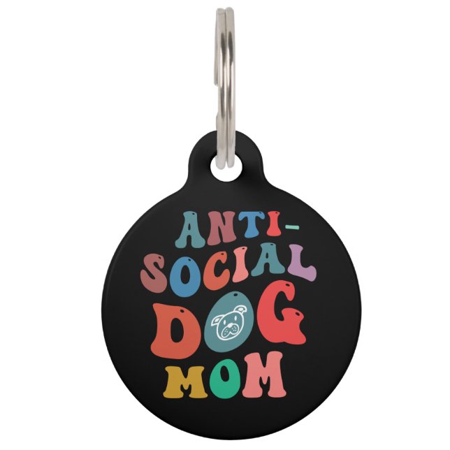 Médaillon Pour Animaux Anti-social Chien Maman QR Code perdu (Devant)
