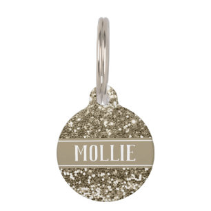 Médaillon Pour Animaux Antique Gold Glam Parties scintillant Nom et adres