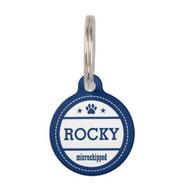 Médaillon Pour Animaux Appel bleu de Microchipped de nom de chien mes