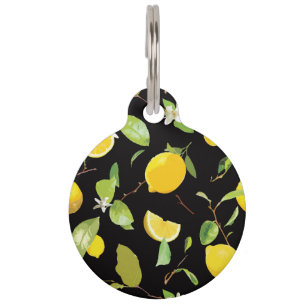 Médaillon Pour Animaux Aquarelle Citron & Feuilles