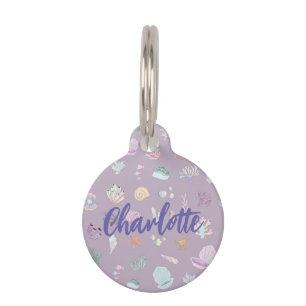 Médaillon Pour Animaux Aquarelle Whimsical sous le coquillage marin