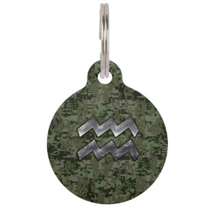 Médaillon Pour Animaux Aquarius Zodiac Connexion verte olive caméscope nu