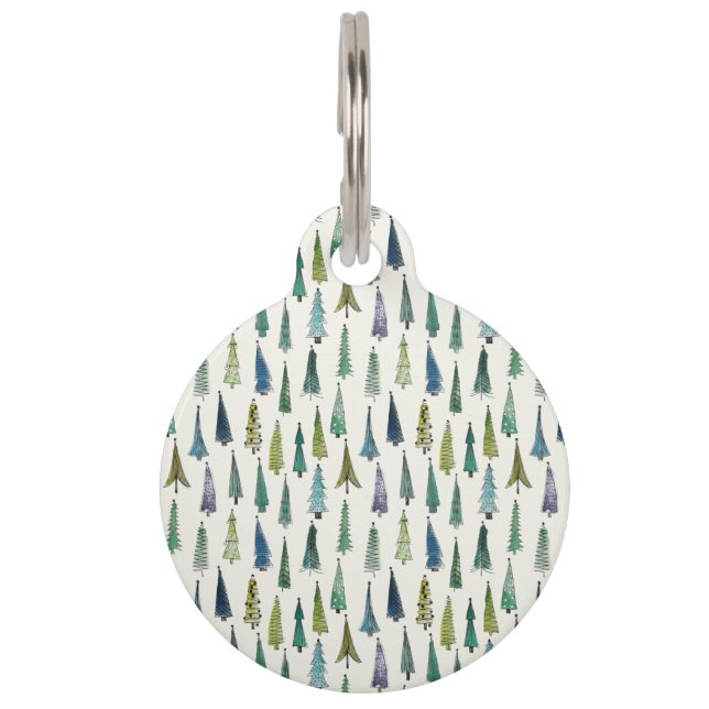 Médaillon Pour Animaux Arbres de Noël modernes Motif illustré (Devant)