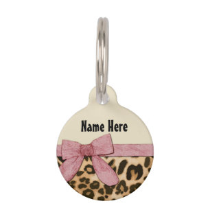Médaillon Pour Animaux Arc de roses pâles d'empreinte de léopard de fil
