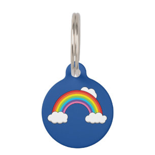 Médaillon Pour Animaux Arc en ciel avec nuages blancs Personnaliser