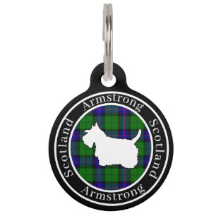Médaillon Pour Animaux Armstrong Tartan & Scottie Dog Personnalisé