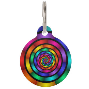 Médaillon Pour Animaux Arrondi et psychédélique coloré Art moderne fracta