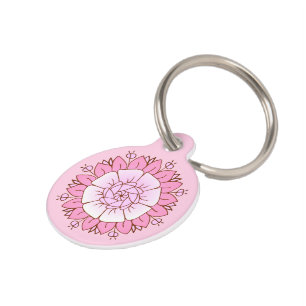 Médaillon Pour Animaux Art floral lotus rose