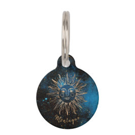 Médaillon Pour Animaux Astrologie du Soleil Monogramme Céleste Paillettes