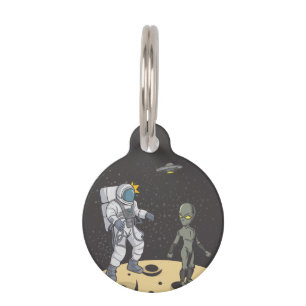 Médaillon Pour Animaux Astronaute et alien