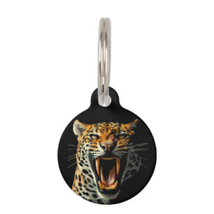 Médaillon Pour Animaux Attaque rugissante de léopard tête