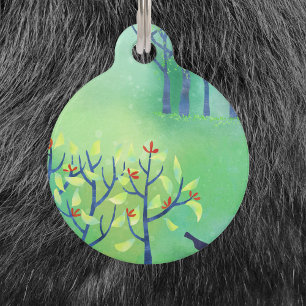 Médaillon Pour Animaux Avril Vert Moderne Paysage Nature Peinture Animaux