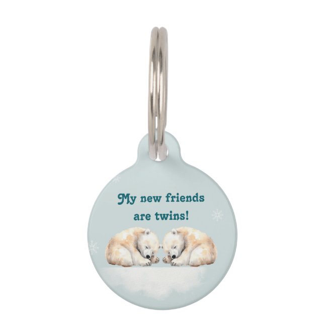 Médaillon Pour Animaux Baby shower Polar Bear Twins (Devant)