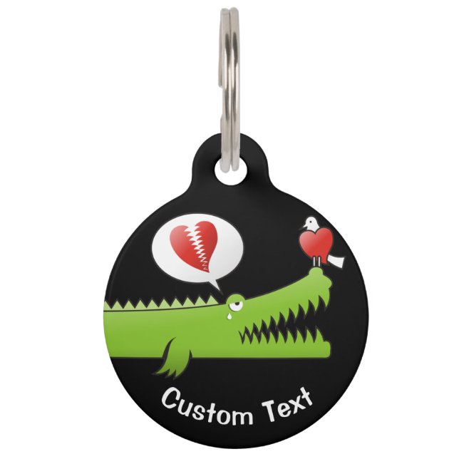 Médaillon Pour Animaux Balise Alligator in Love Pet Name (Devant)