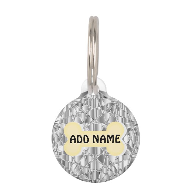 Médaillon Pour Animaux Balise Argent Diamond Round Pet (Devant)