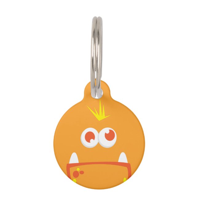 Médaillon Pour Animaux Balise Chien face du monstre orange (Devant)