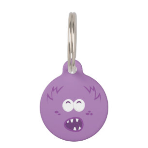 Médaillon Pour Animaux Balise Chien Visage du Monstre Violet