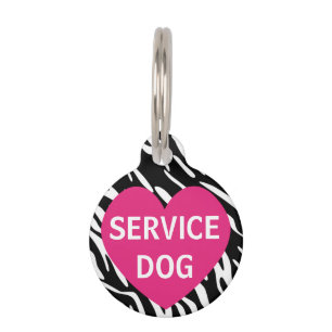 Médaillon Pour Animaux Balise Coeur rose mignon Zebra Service d'impressio