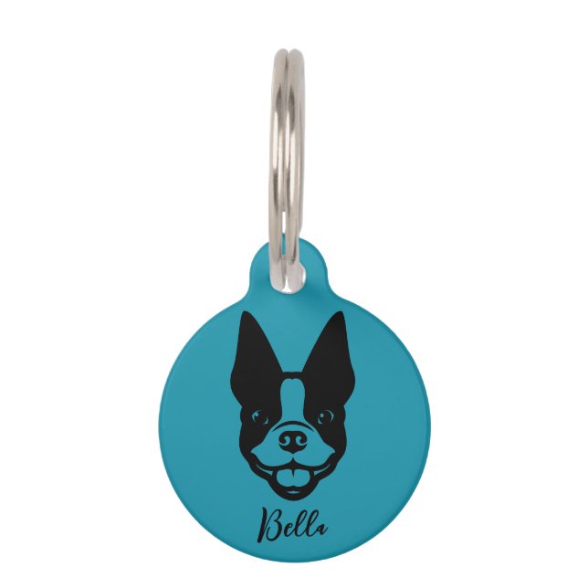 Médaillon Pour Animaux Balise d'animal de compagnie ronde Boston Terrier  (Devant)