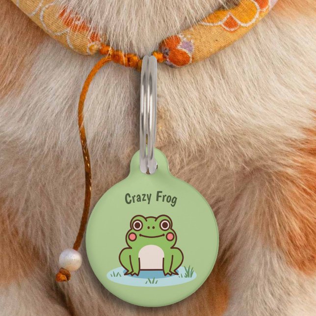 Médaillon Pour Animaux Balise de animal de compagnie de grenouille mignon (Cute Frog Pet Tag)