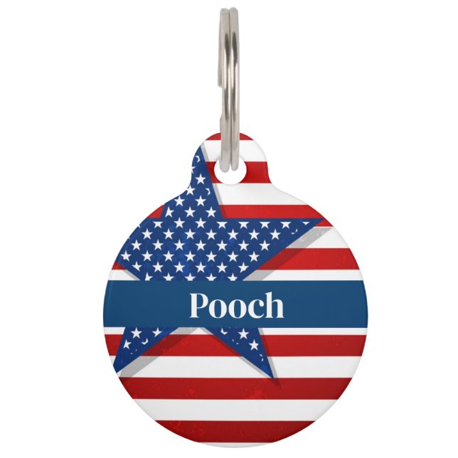 Médaillon Pour Animaux Balise de nom personnalisé Patriotic Pet (Devant)
