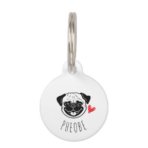Médaillon Pour Animaux Balise d'ID personnalisée carlin avec personnalisa