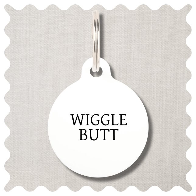 Médaillon Pour Animaux Balise d'identification de l'animal de compagnie d (Funny Modern Wiggle Butt Dog ID Tag. )
