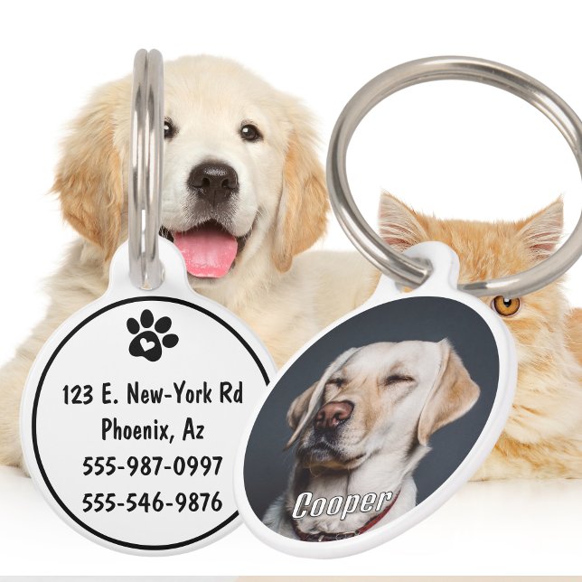 Médaillon Pour Animaux Balise d'identification personnalisée amusante ave (Funny Custom Pet ID Tag with Photo - Personalize Dog Humor Style )