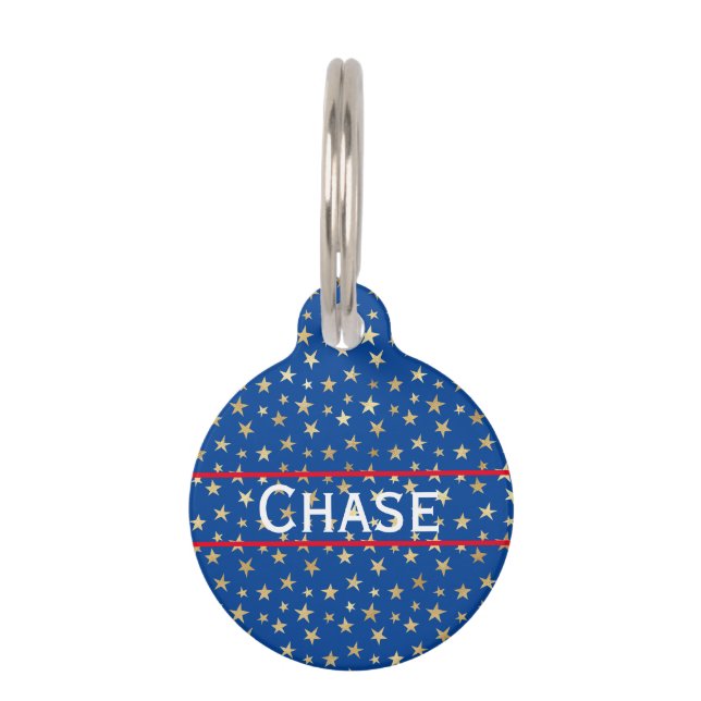 Médaillon Pour Animaux Balise Gold Star American Round Pet (Devant)