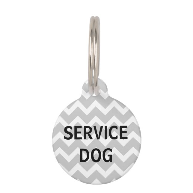 Médaillon Pour Animaux Balise Gris Chevron Service d'impression Chien Ani (Devant)