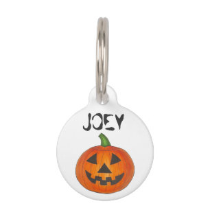 Médaillon Pour Animaux Balise Happy Halloween Éffrayant sculpté Citrouill