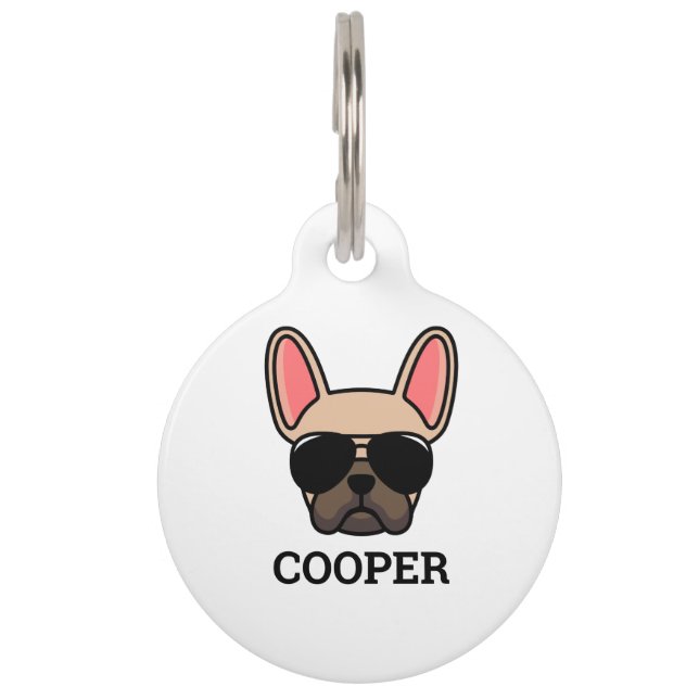 Médaillon Pour Animaux Balise ID animal de compagnie de Bulldog Français  (Devant)