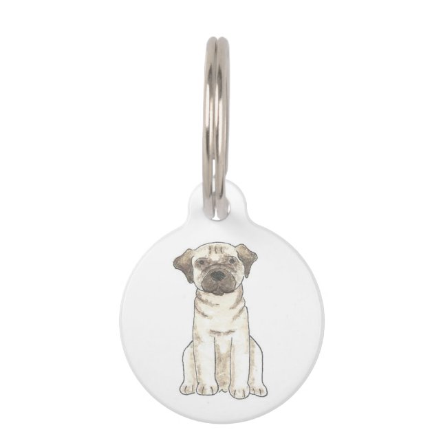Médaillon Pour Animaux Balise ID animal de compagnie de chien carlin (Devant)