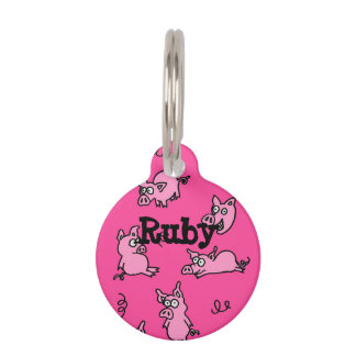 Médaillon Pour Animaux Balise ID animal de compagnie de porc rose