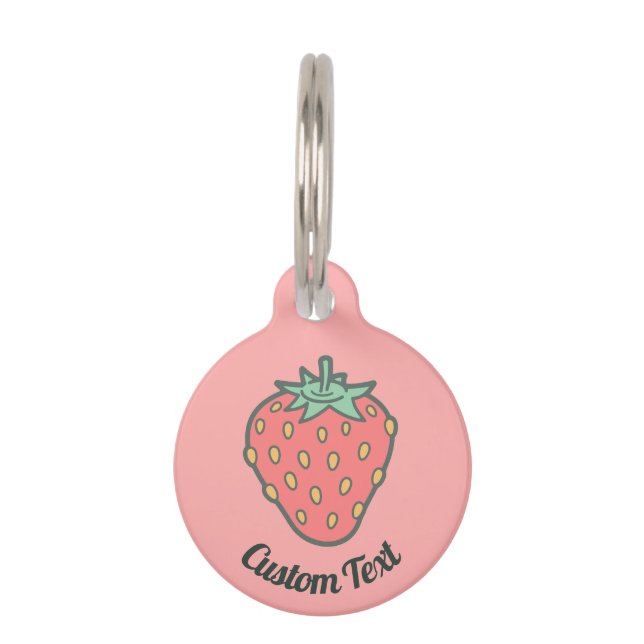 Médaillon Pour Animaux Balise ID animal de compagnie d'icône de fraise (Devant)