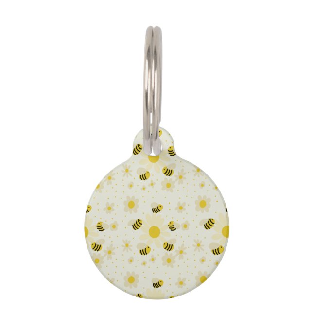 Médaillon Pour Animaux Balise ID chien abeilles et fleurs (Devant)