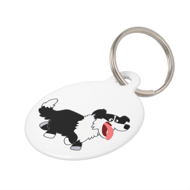 Médaillon Pour Animaux Balise Joli Dessin Bordure Collie Chien (Côté )