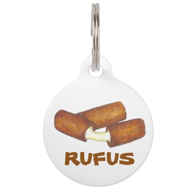 Médaillon Pour Animaux Balise Mozzarella Sticks Fromage Junk Food Pet (Devant)