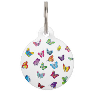 Médaillon Pour Animaux Balise Papillon rond grand animal de compagnie