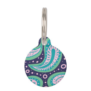 Médaillon Pour Animaux Balise Personnalisable Paisley Round Pet