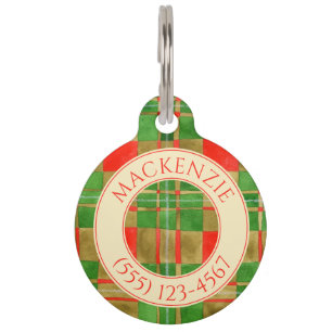 Médaillon Pour Animaux Balise PET LOVE Round Pet - Mac Gregor Tartan