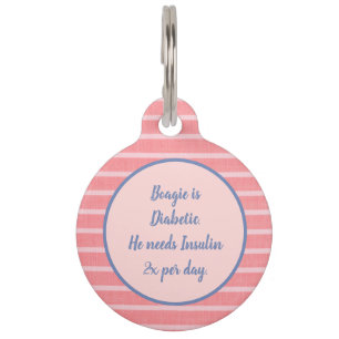 Médaillon Pour Animaux Balise Pink Stripes Médicale Alert Personnalisé